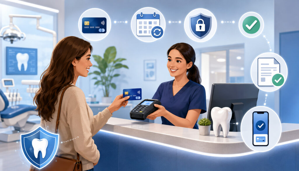 Dental membership payment processing at a dental office