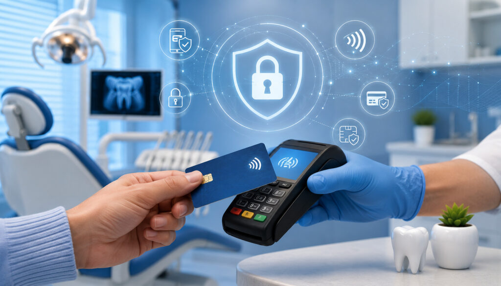 Secure contactless payment at a dental office