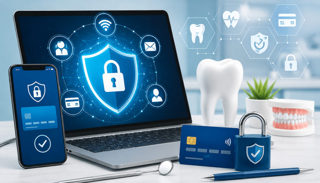 Secure online dental payment system illustration